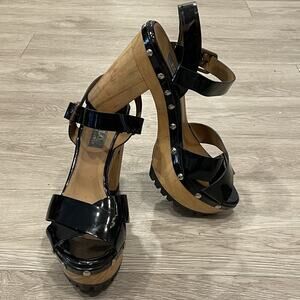 Polo Ralph Lauren Heels Platform Patent Leather Y2K Designer Womens 41